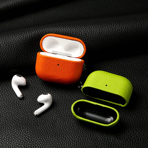 适用AirPodsPro2荔枝纹耳机套2代3代全包蒙皮耳机壳Pro软壳PU皮