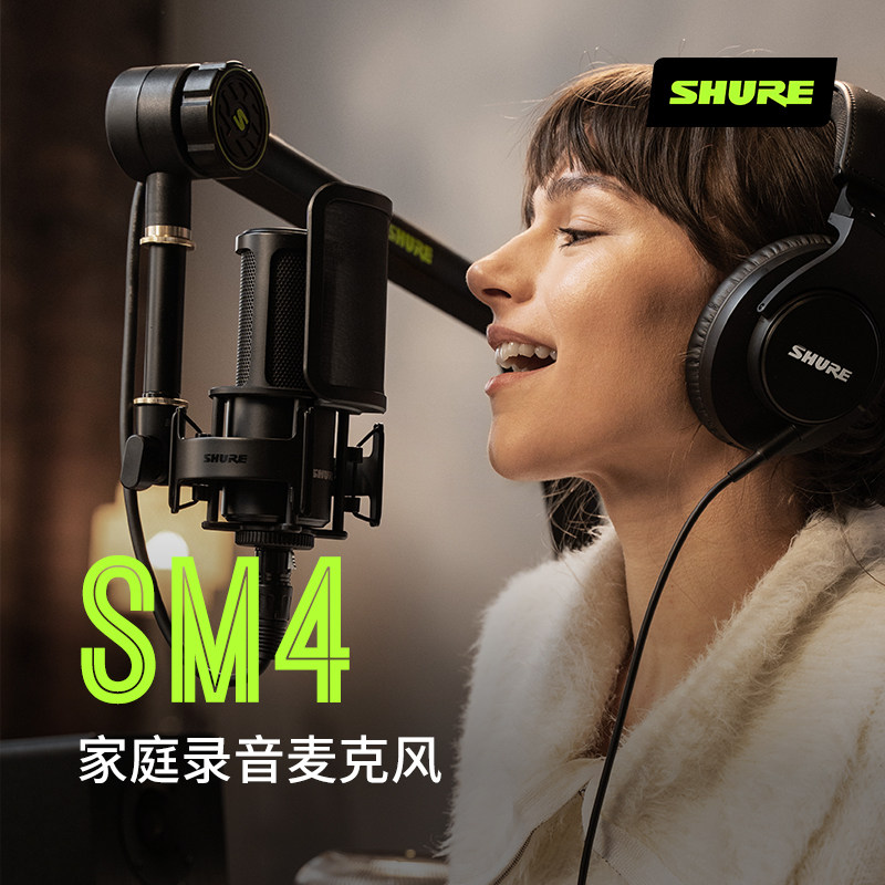 Shure舒尔SM4大振膜电容麦克风大合唱歌主唱直播K歌录音话筒