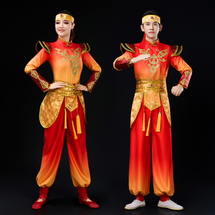 陕北绥德秧歌舞蹈服男表演服女飘逸开场舞秧歌打鼓舞龙抬头演出服