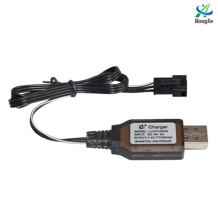 工厂7.4V-3P插头充电线扭变车锂电池USB充电器带保护可转灯