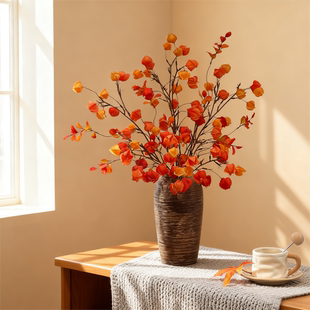 仿真花灯笼果摆件客厅假花摆设新年装饰年宵花酸浆果树枝花