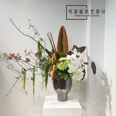 中古新中式创意插花花艺摆件