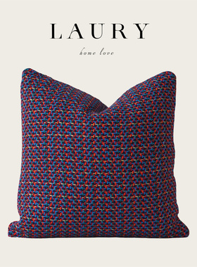 『紫色编织绳艺』客厅沙发抱枕靠枕床头靠背腰靠方形可拆洗枕套