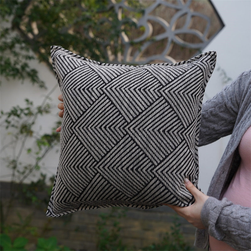 『黑白线条』简约北欧ins抱枕客厅沙发靠枕床头抽象腰枕靠垫含芯