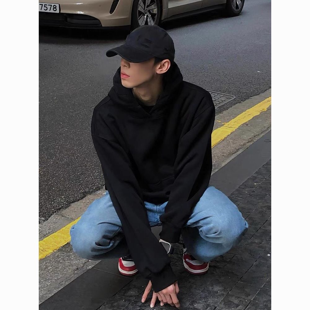 重磅连帽卫衣男女中性加绒加厚秋冬装外套黑色休闲上衣长袖卫衣潮