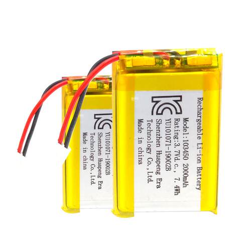 定制103450聚合物锂电池3.7V2000mAh灯具按摩仪暖手宝充电可充电