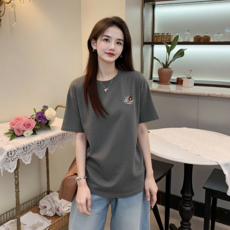 李西西【隐形翅膀】刺绣纯棉正常T恤