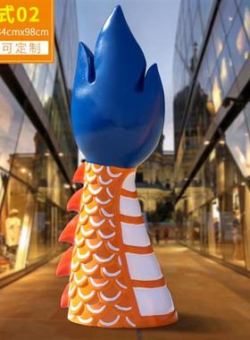 户外龙头龙尾雕塑端午节龙玻璃钢摆件商场超市园林景观装饰品美陈