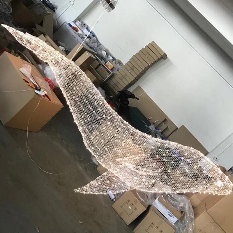 鲨鱼鲸鱼装饰云朵灯鱼形满天星创意动物造型铁丝网红工程定制吊灯