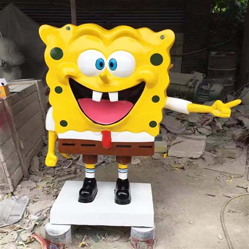 户外室内海绵宝宝玻璃钢雕塑动漫影视卡通雕塑商场公园电影院摆