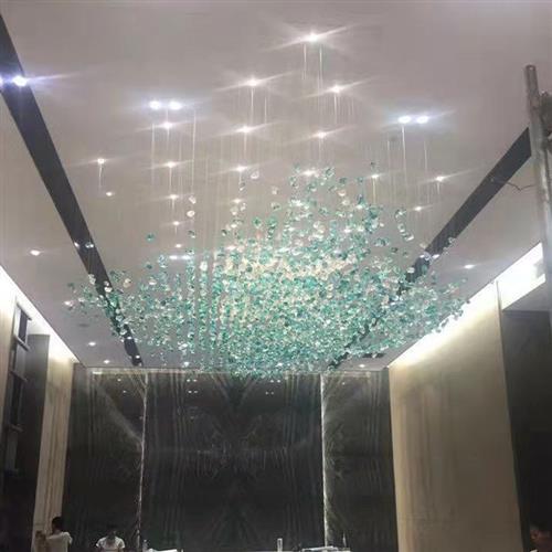 供应售楼部沙盘石头吊灯酒店大堂宴会厅琉璃装饰吊饰非标工程灯具