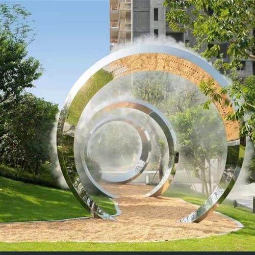不锈钢水雾门喷雾门圆环雕塑烟雾门雾森景观圈网红户外雾化门定制