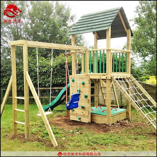 儿童攀爬无动力游乐滑滑梯木屋景区玩耍木质游乐设备定制原木装置