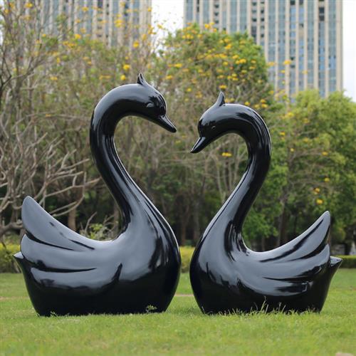 玻璃钢白色天鹅爱心雕塑园林景观装饰品水池公园户外庭院草坪摆件