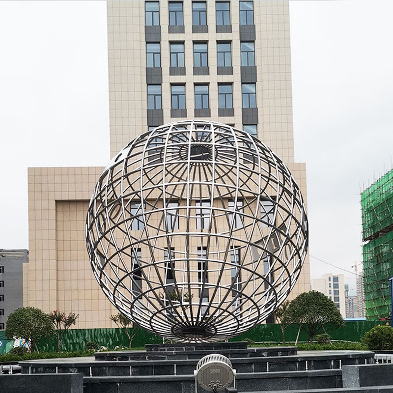 不锈钢地球仪雕塑景观园林金属铁艺镂空圆球装饰校园广场落地摆件
