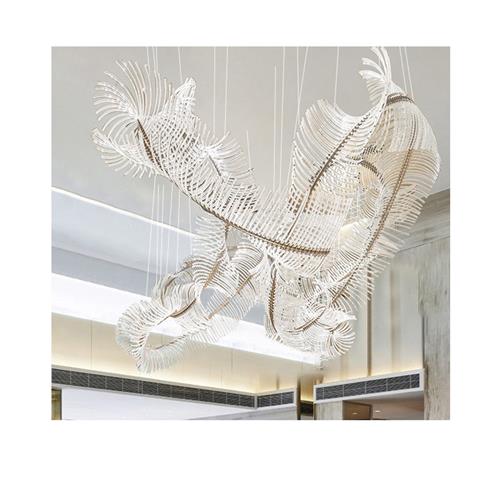 酒店会所售楼部大厅沙盘龙骨异形亚克力飘带设计师现代简约吊灯