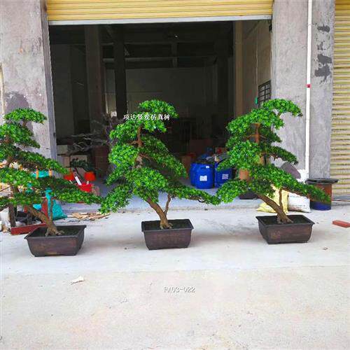白色仿真美人松树迎客松树日式装修风格仿真植物景观假松树造景