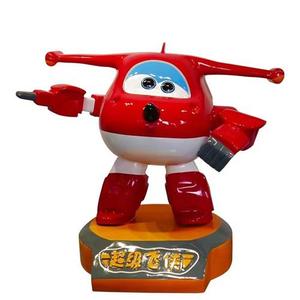 定制卡通雕塑超级小飞侠乐迪玻璃钢雕塑机器人商场动漫人物摆件商