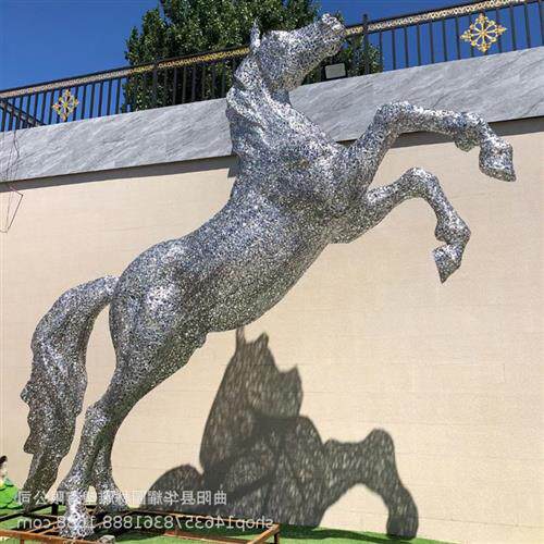 不锈钢镂空长颈鹿雕塑动物园商场街道售楼处铁艺网格金属摆件