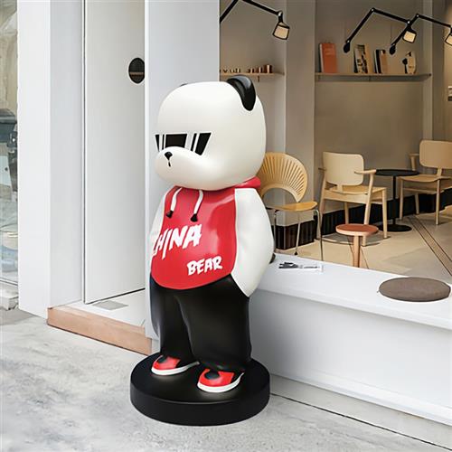 玻璃钢卡通雕塑定制大型户外迎宾IP吉祥物网红打卡方仔熊落地摆件