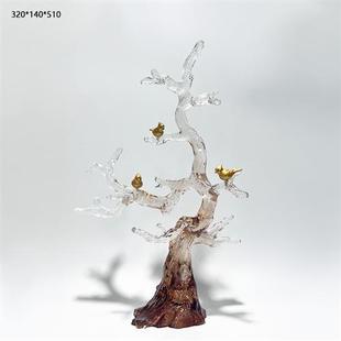 售楼处样板间透明树脂发财树雕塑家居创意摆件客厅艺术软装 饰品 装