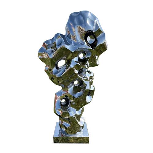 不锈钢太湖石雕塑不锈钢假山摆件抽象户外庭院售楼处造景水景石头