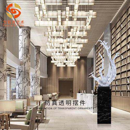 厂家现货新中式透明树脂鱼来得水家居样板房玄关工艺品摆件装饰品