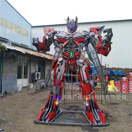 大型金属铁艺变形金刚机器人生产厂家御天敌铁皮模型擎天柱会动