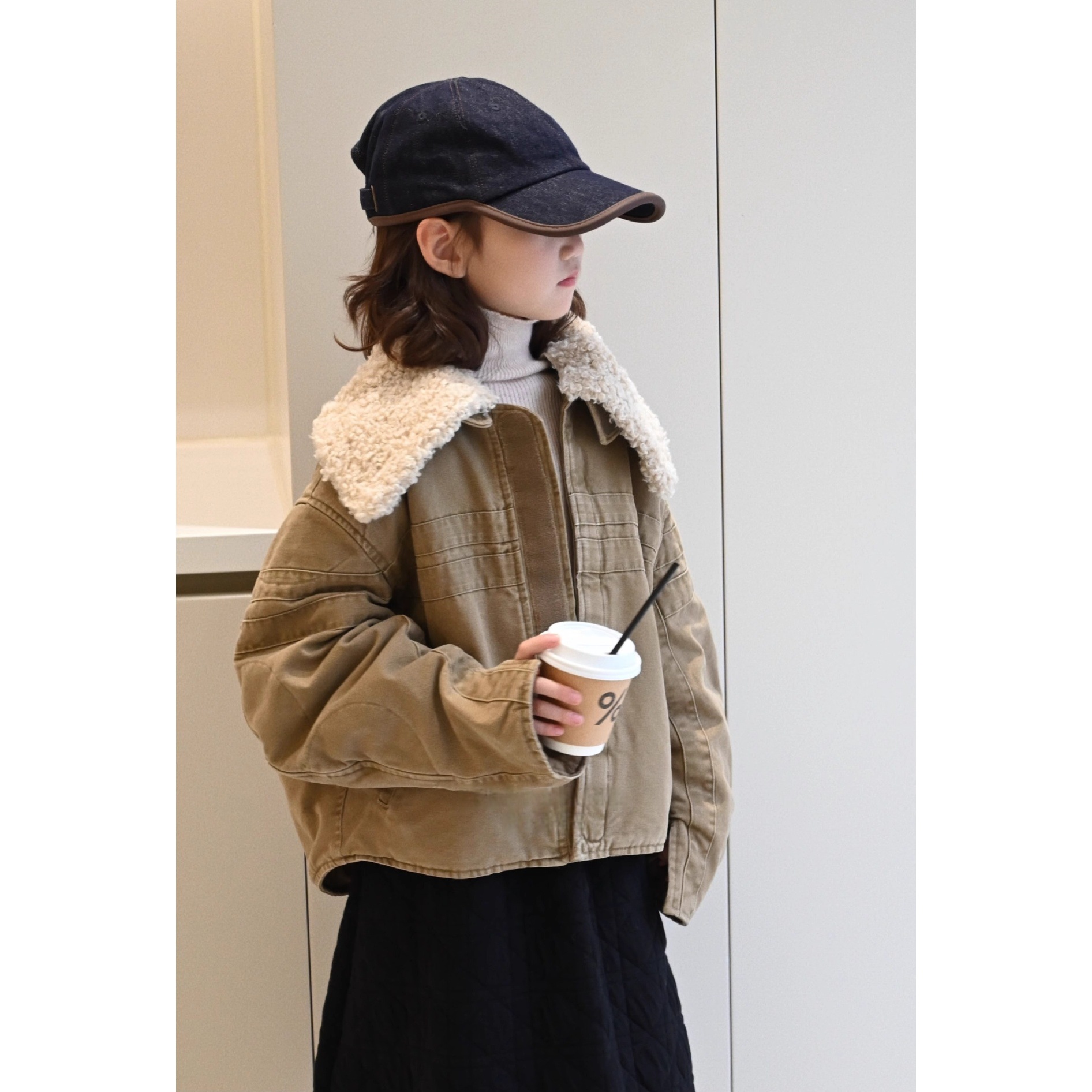 童装牛仔儿童翻领棉服新款棉衣夹棉加厚洋气男女童秋冬装外套防寒