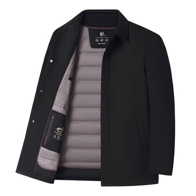 男士冬季保暖羽绒服休闲中老年可拆卸内胆鹅绒服防寒加厚商务外套