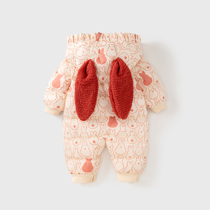 婴儿衣服冬装棉衣新生a类连体衣夹棉加厚保暖爬服女宝宝可爱棉服