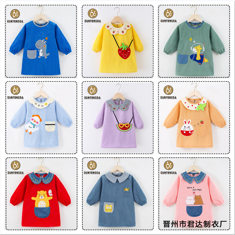 断码清仓折扣正品羽绒服女童3~8岁加长款罩衣幼秋冬防脏棉服外套