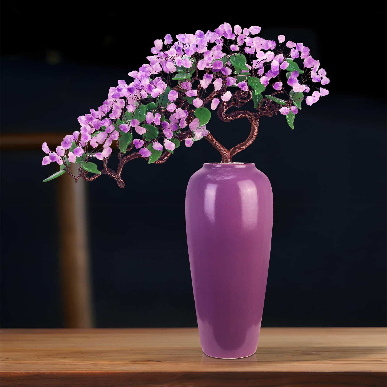 天然紫水晶发财树客厅家居摇钱树玄关酒柜茶几酒店公寓高档摆件