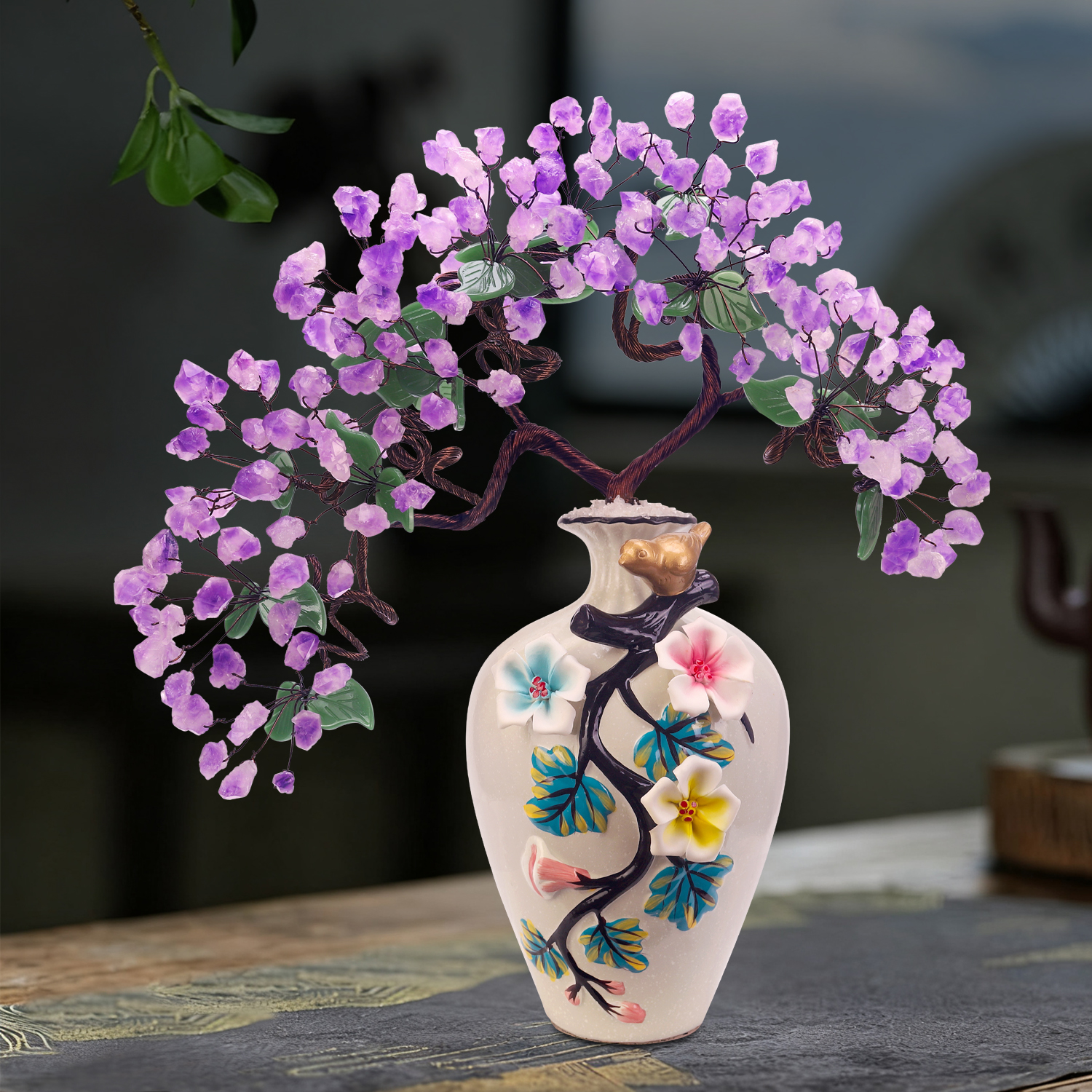 客厅前台摆件天然玉石新中式