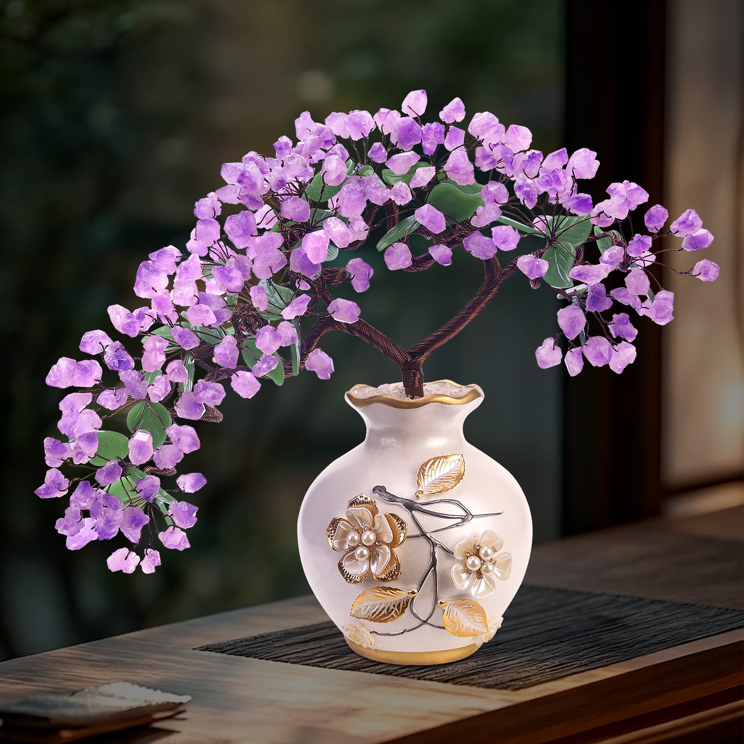 天然玉石紫水晶欧式现代玄关酒柜新家乔迁装饰品玉器轻奢玉雕摆件