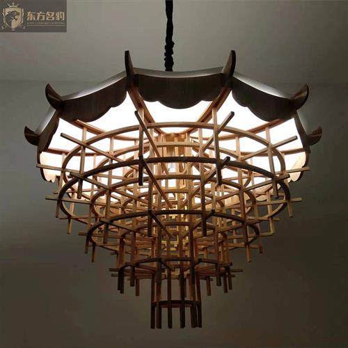 中式木艺吊灯酒店非标工程房子灯别墅大灯茶庄复古会客厅木艺吊灯