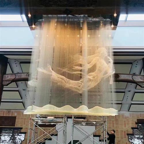 轻奢酒店大堂别墅水晶吊灯创意非标定制灯具工程售楼处大厅吊线灯