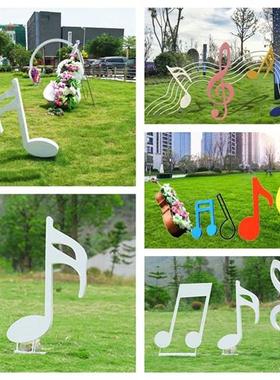 大型仿真音符雕塑户外庭院别墅主题装饰字母大提琴不锈钢铁艺摆件