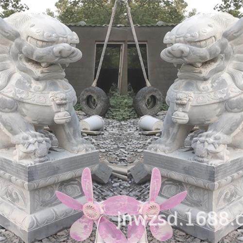 花岗岩石狮子哪里卖米大门石头狮子制作价格白石石雕狮子图片