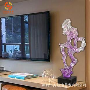 半透明紫色成烟玄关餐厅酒店会所大堂风水招财抽象仿水晶桌面摆件