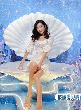 酒店户外公园海洋主题背景装饰品摆件玻璃钢贝壳珊瑚海草景观雕塑