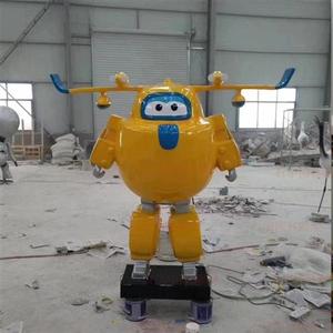 定制卡通雕塑超级小飞侠乐迪玻璃钢雕塑机器人商场动漫人物摆件商