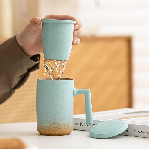 茶水分离泡茶杯陶瓷带盖