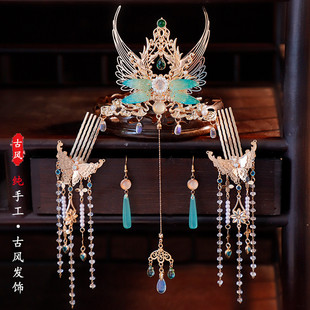 古风汉服配饰眉心坠神女发饰品耳环影楼写真沙漠敦煌飞天发冠头饰