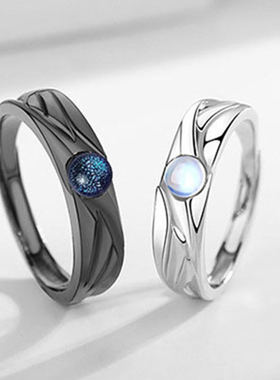 天使恶魔情侣对戒黑白复古潮流