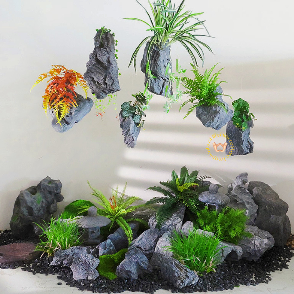 天空之城悬浮石仿真pu泡沫假石头室内软装景观悬挂造景石装饰摆件