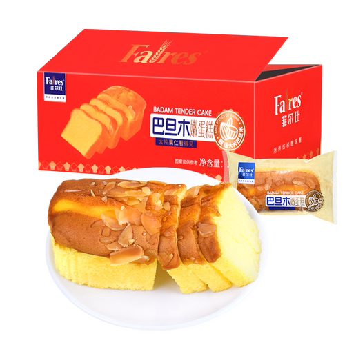 菲尔仕巴旦木嫩蛋糕营养代餐鸡蛋糕老人网红休闲零食批发整箱特价