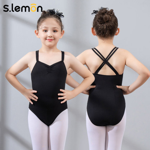 舞蹈服儿童女夏季吊带连体练功服