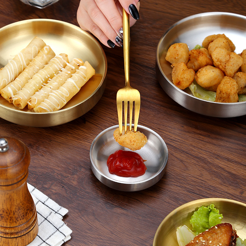 不锈钢韩式金色调料碟凉菜碟韩国金色泡菜碟米饭碗料理小碗蘸料碟,餐饮具,碟,淘宝优惠券,粉丝福利购,淘宝优惠卷