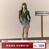 原创设计辣妹风三色毛衣双拉链修身 针织开衫 秋季 RedBling 新款 女